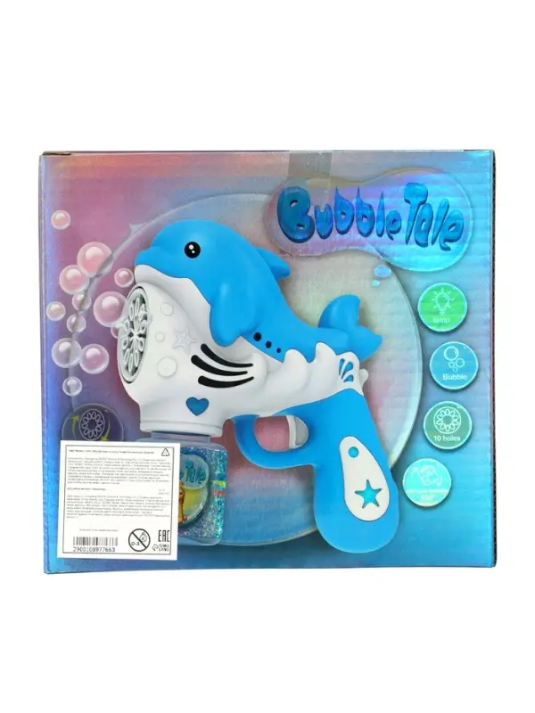 Генератор мыльных пузырей "Дельфинчик", световые эффекты, работает от батареек