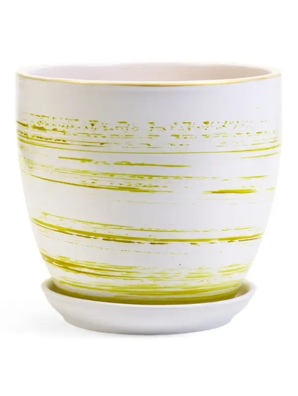 Горшок цветочный поддоном  2,5 л,  керамика, Тропики (М)