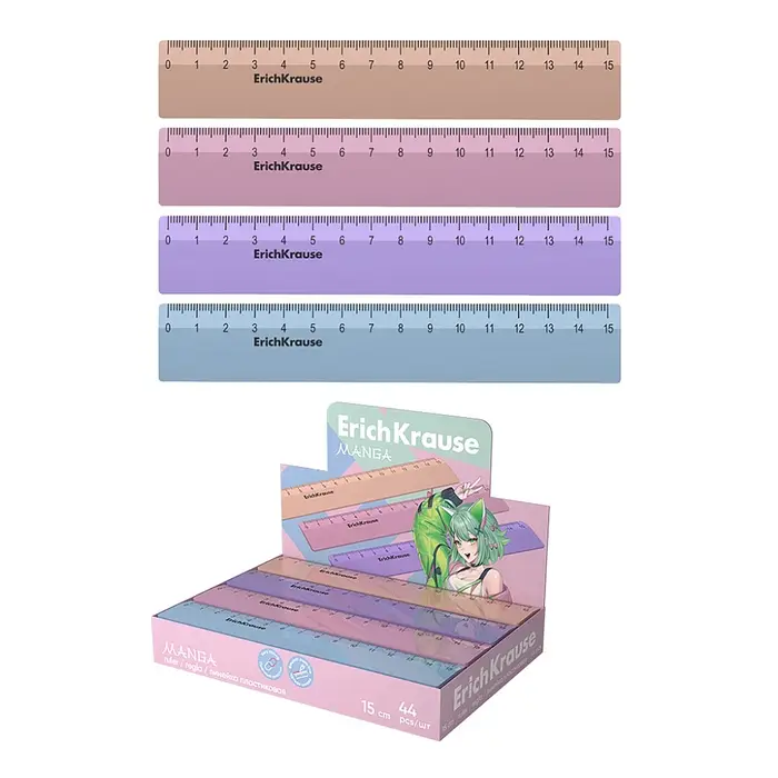 Линейка 15см ErichKrause Manga, в коробке-дисплее, микс Линейка 15см ErichKrause Manga, в коробке-дисплее, микс