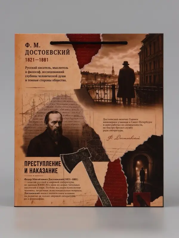 Пакет подарочный &laquo;Достоевский&raquo;, 23&times;27&times;11.5 см