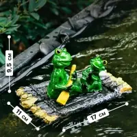 Садовая фигура из полистоуна &laquo;Лягушка на плоту&raquo;, 17&times;11&times;9.5 см, плавающая