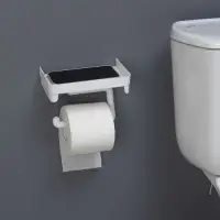 Держатель для туалетной бумаги с полочкой, белый