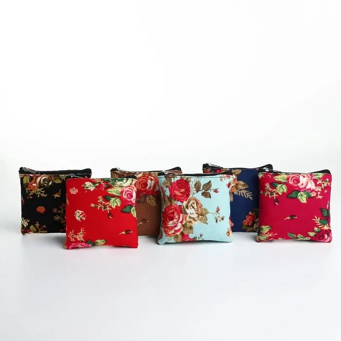 Кошелёк-монетница на молнии 11&times;1&times;8 см, с цветочным принтом, МИКС