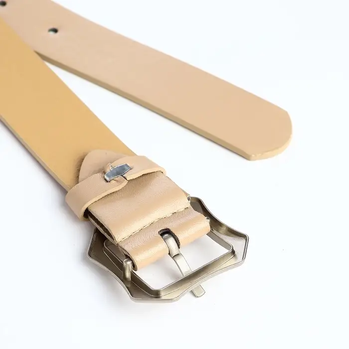 Ремень женский с винтом, 110&times;2.5 см, матовая классическая пряжка металл, бежевый