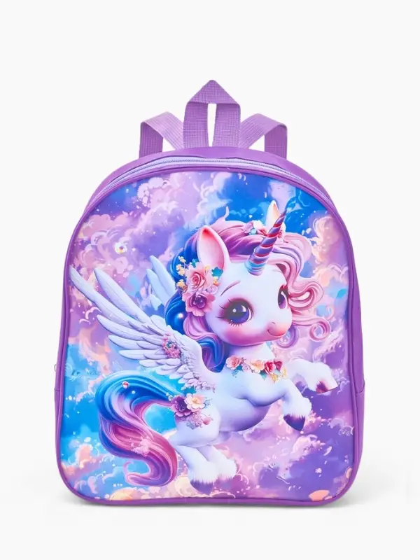Рюкзак детский 27*10*30, отд на молнии, единорог сиреневый Рюкзак детский 27*10*30, отд на молнии, единорог сиреневый