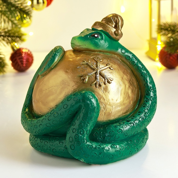 Новый год. Символ 2025. Копилка Новый год. Символ 2025. Копилка "Змея с шаром" 16х16х15см, зеленая