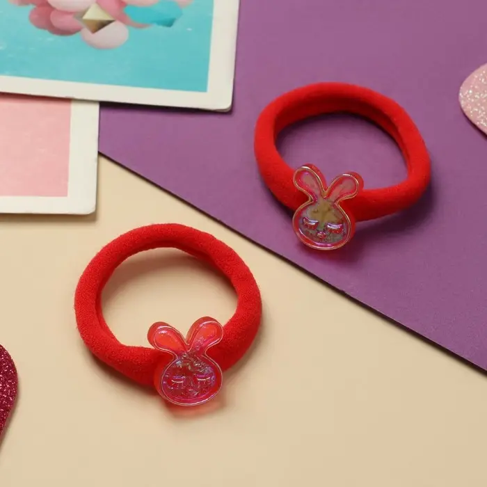 Резинка для волос  Резинка для волос "Пупсёнок" (набор 2 шт) зайчик, 4 см, красный