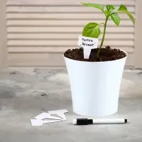 Таблички садовые, для маркировки растений, 7 см, набор 20 шт., маркер, пластик, белые, Greengo