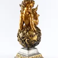 Фигура гипс &laquo;Ангел на шаре&raquo;, 20&times;25&times;50 см, под золото