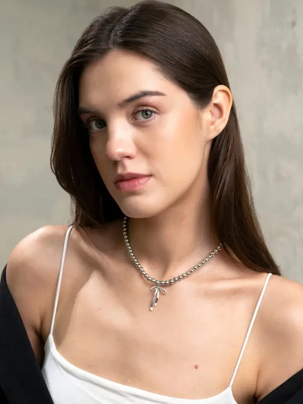 Колье из бусин &laquo;Бантик. Нежность&raquo;, L=30 см, цвет серебро