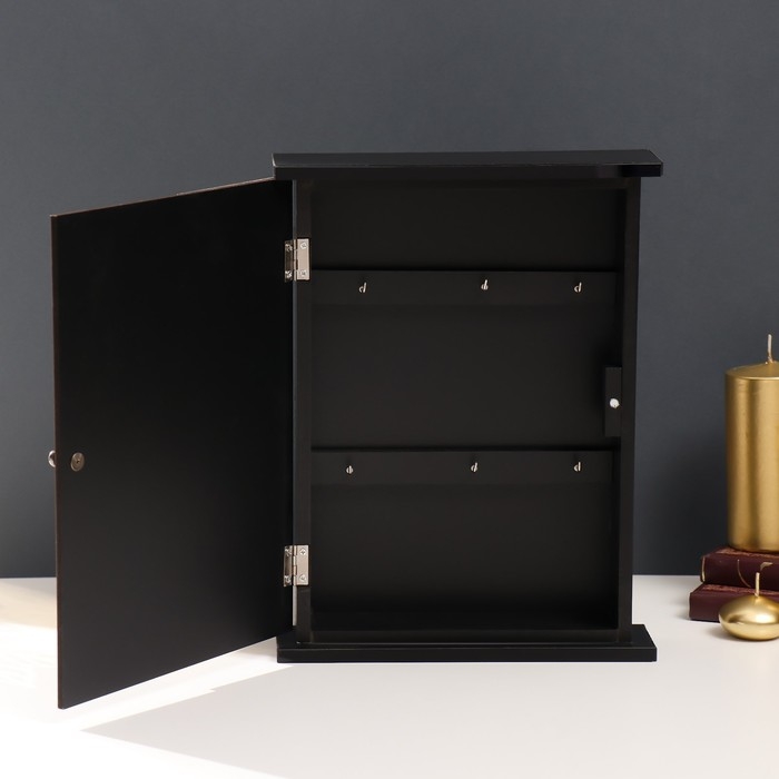 Ключница дерево Ключница дерево "Розы" чёрная, зеркальная 6х22,3х29,5 см