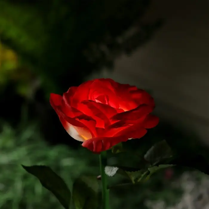 Садовый светильник &laquo;Роза красная&raquo;, уличный, на солнечной батарее, 75 см, 1 LED, свечение белое