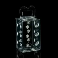 Коробка подарочная новогодняя складная ПВХ «Снежинки» 6×6×10 см