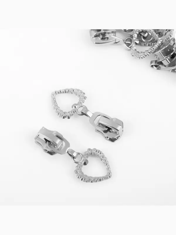 Бегунок для металлической молнии, №5, &laquo;Ажурное сердце&raquo;, 10 шт., цвет никель