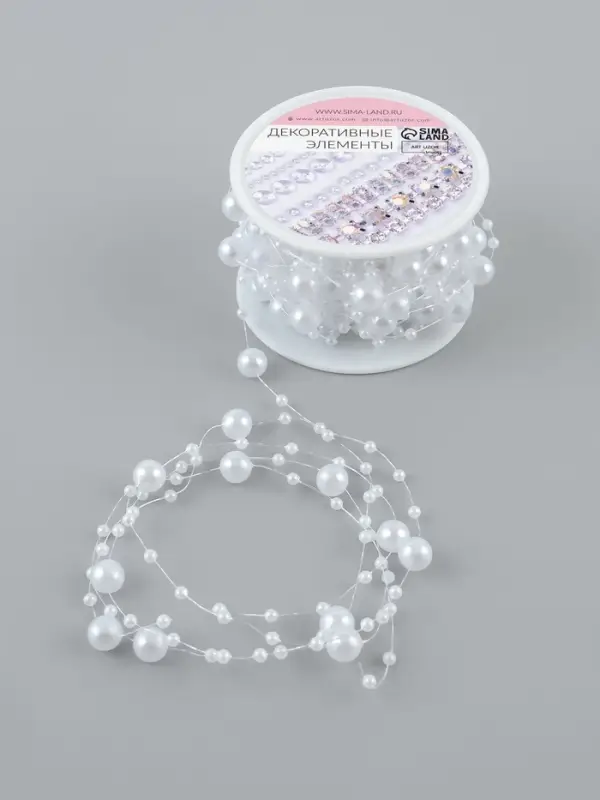 Жемчуг на леске, 3/8 мм, 9&plusmn;0.5 м, белый