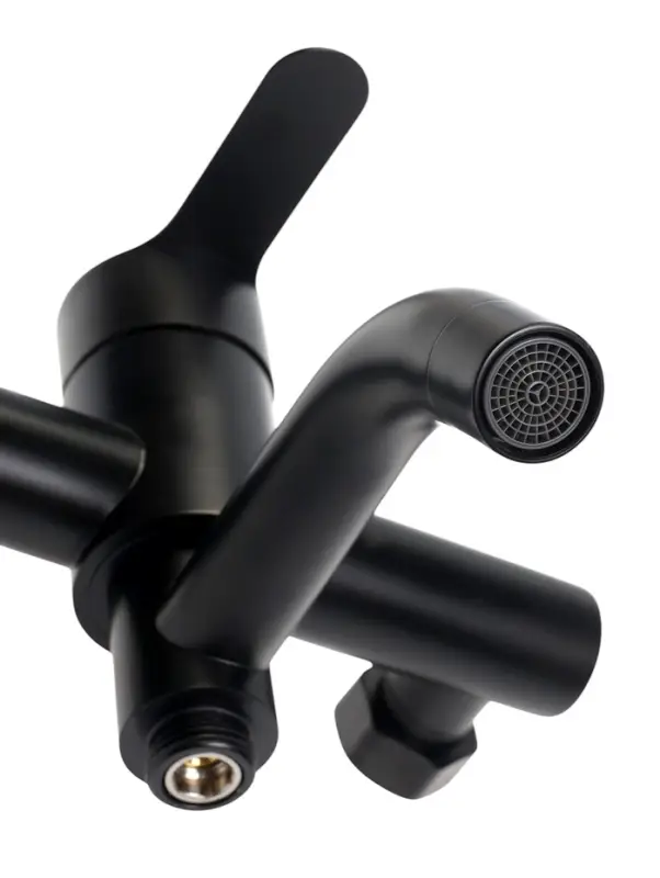 Смеситель для ванны ZEIN Z3491, изогнутый излив, душевой набор, нержавеющая сталь, черный