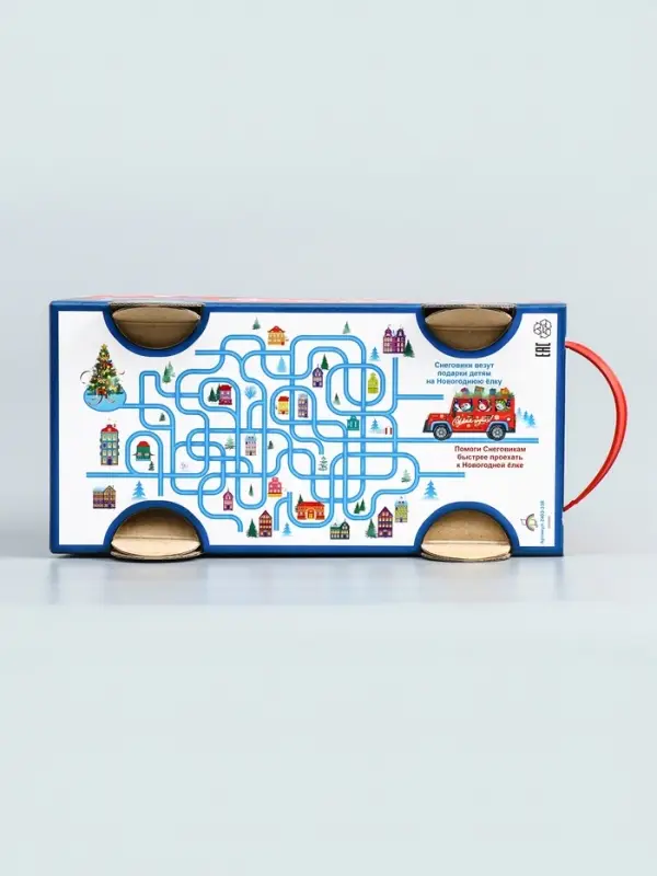 Подарочная коробка Подарочная коробка "Снеговик на джипе", 11,3 х 28,7 х 14 см