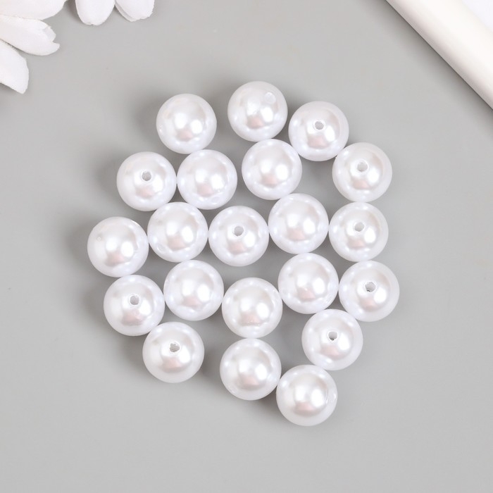 Бусины для творчества пластик Бусины для творчества пластик "Жемчуг белый" d=1,6 см набор 500 гр