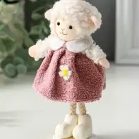 Сувенир п"Белая овечка в пыльно-розовом платье" 5х6,5х13 см