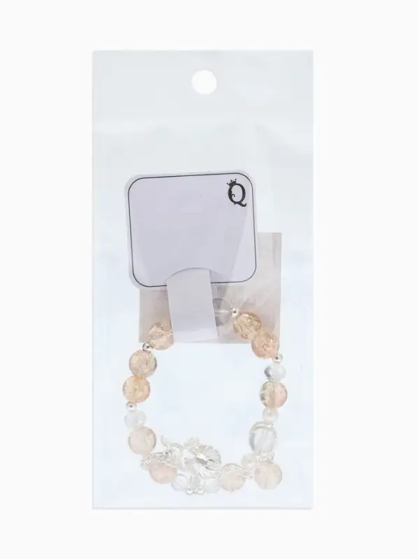 Браслет с подвесками "Сахарный" ракушка, шар №10/8, цвет шампань в серебре