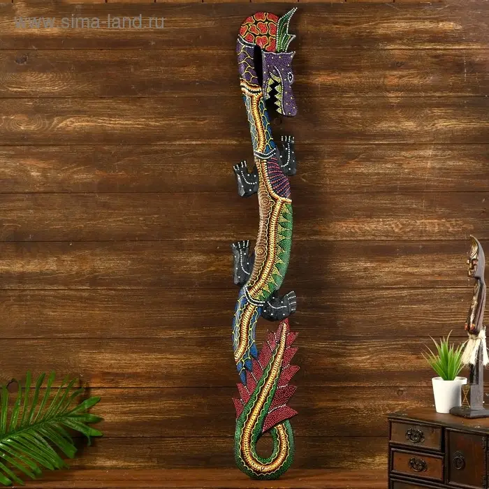 Панно настенное  Панно настенное "Дракон цветной" дерево 100х16х2 см МИКС