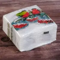 Салфетки новогодние бумажные Гармония цвета «Снегири», 24х24 см, 50 шт
