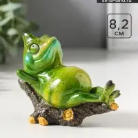 Фигурка полистоун лак &laquo;Хамелеон отдыхает на лежаке&raquo;, зелёный, 10.8&times;6&times;8.2 см