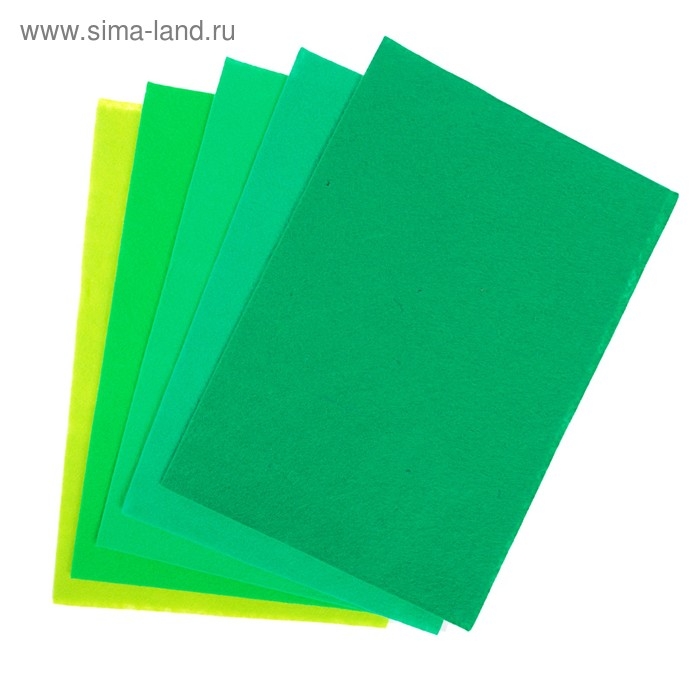 Фетр цветной мягкий A4 deVENTE. Фетр цветной мягкий A4 deVENTE. "Оттенки зелёного" 5 цветов, 5 листов, толщина 2 мм