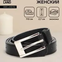 Ремень женский, 110&times;2.7 см, пряжка металл, серебристая, чёрный