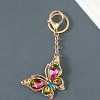 Брелок металл, стразы на карабине "Бабочка" передивается 4,7х6,4х0,8 см