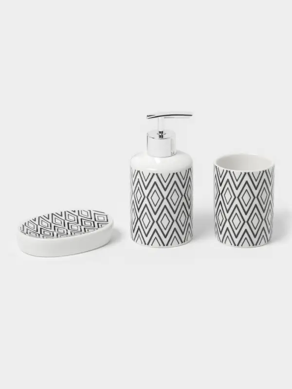 Набор аксессуаров для ванной комнаты Доляна &laquo;Марокко&raquo;, 3 предмета, мыльница, дозатор для мыла, стакан, белый