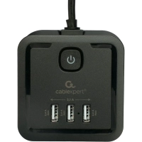 Сетевой фильтр Cablexpert Tower 4р/2м, 10А, 3xUSB, черный(TWR-4-U3-B-2)