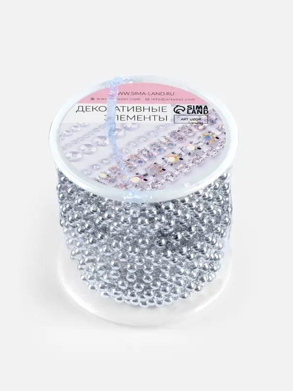 Бусы на нитях, 4 мм, 9&plusmn;1 м, цвет серебряный