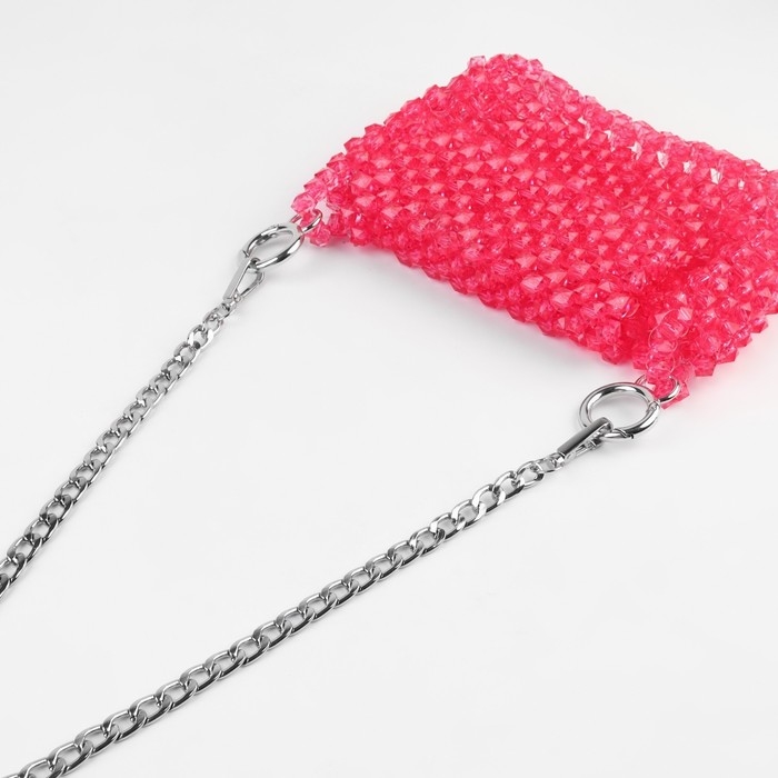 Цепочка для сумки, плоская, с карабинами, алюминиевая, 9 × 14 мм, 120 см, цвет серебряный