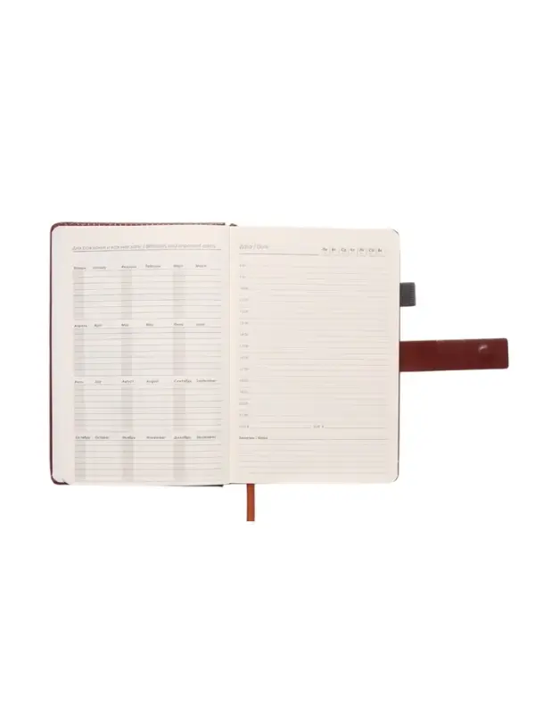 Ежедневник недатированный формат А5, с хлястиком, 112л, линия, держатель, пвх, Коричневый Ежедневник недатированный формат А5, с хлястиком, 112л, линия, держатель, пвх, Коричневый