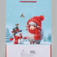 Пакет подарочный &laquo;Овечка со снеговиком&raquo;, 33&times;10&times;42.5 см
