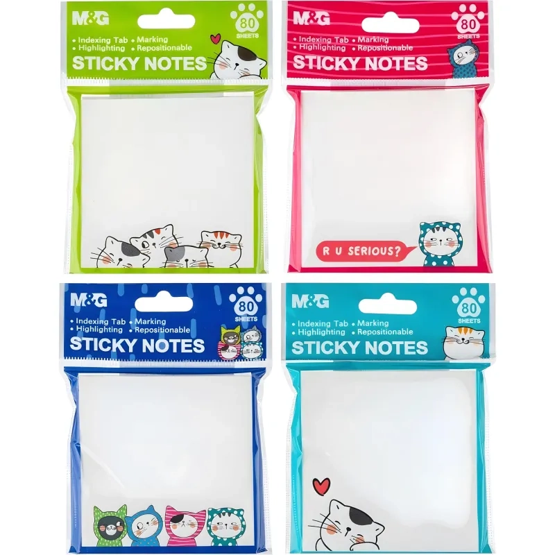 Стикеры с клеевым краем M&G So Many Cats, 76x76 мм, 80 л, в ассортименте