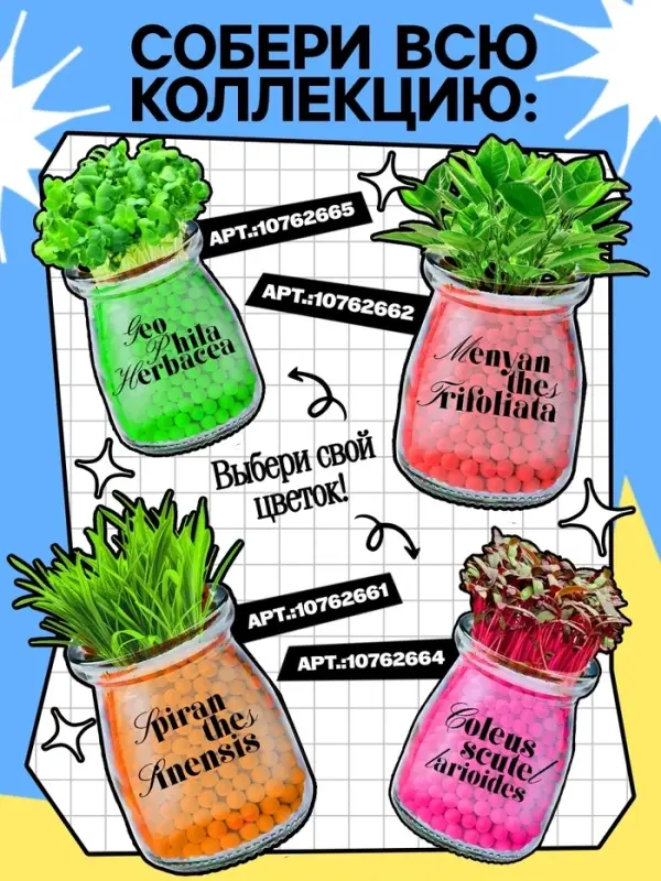 Набор для опытов &laquo;Выращиваем травку&raquo;, своими руками, голубой
