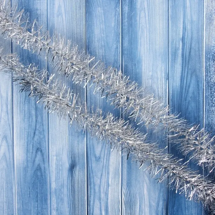 Мишура новогодняя № 18 " Ежик", d-35мм+35мм, 200 см серебро