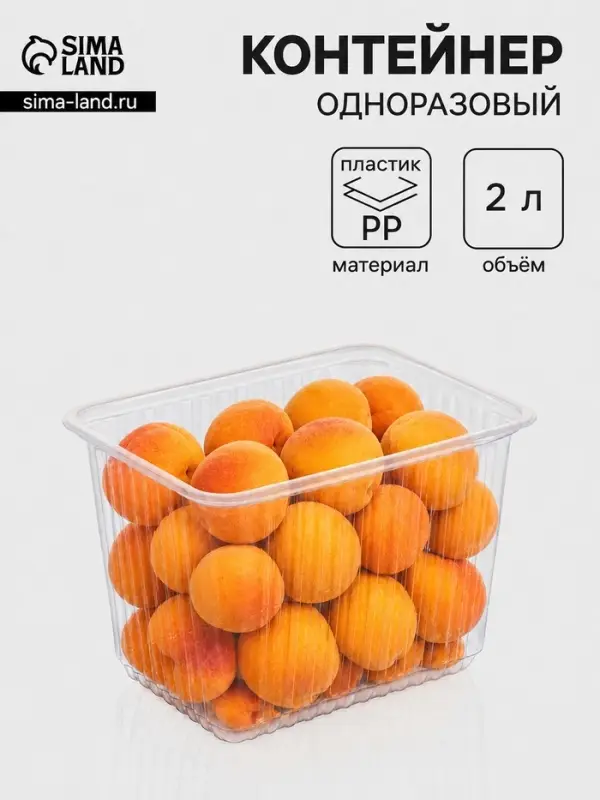 Контейнер одноразовый &laquo;Южуралпак&raquo;, КР-179, пластик, 2 л, 17.9&times;13.2&times;13 см, прозрачный