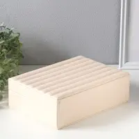 Шкатулка кожзам для украшений "Стёганная. Полоски. Бант" молочный 17х24х7 см