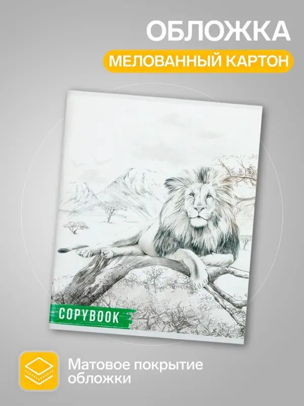 Комплект тетрадей из 4 штук, 96 листов в клетку Calligrata &laquo;Африка&raquo;, обложка мелованный картон, блок №2, белизна 75% (серые листы)