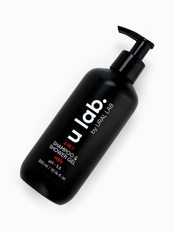 ULAB Мужской гель-шампунь 2в1 300 мл, с ментолом