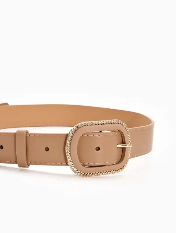 Ремень женский, 110&times;3 см, пряжка пластик, золотистая, бежевый