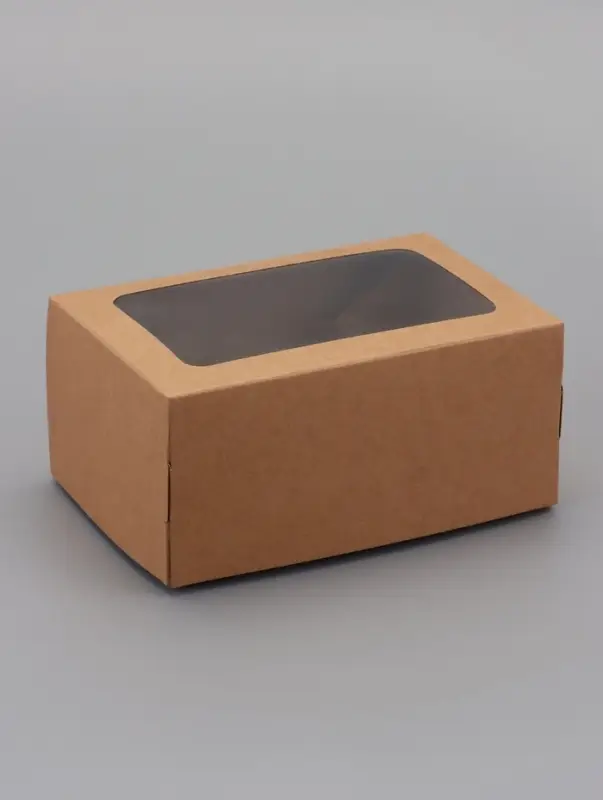 Коробка складная, с окном, крафт, 15&times;10&times;7 см