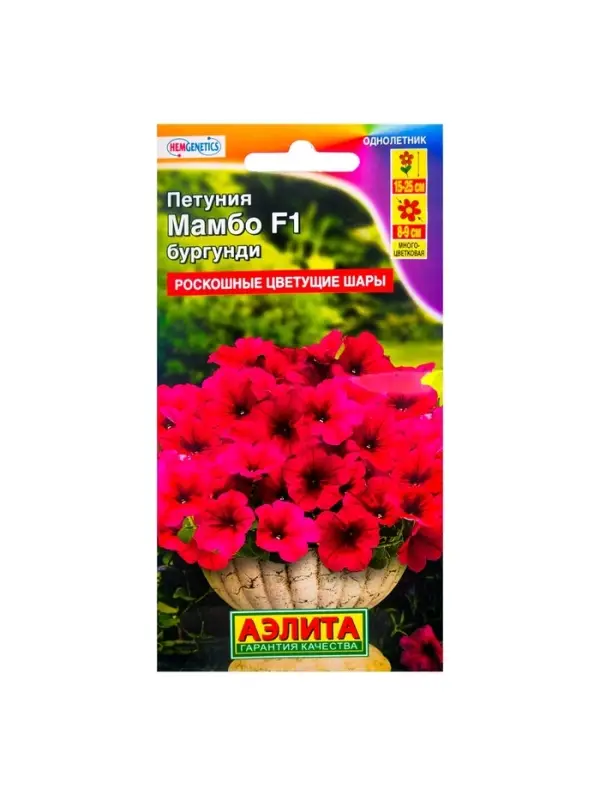 Набор семян Петуния Мамбо F1 бургунди многоцветковая, 5 шт. Набор семян Петуния Мамбо F1 бургунди многоцветковая, 5 шт.