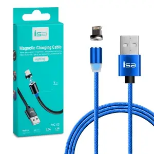 Кабель USB на Lightning 1.2m 2A магнитный MС-02 ISA синий
