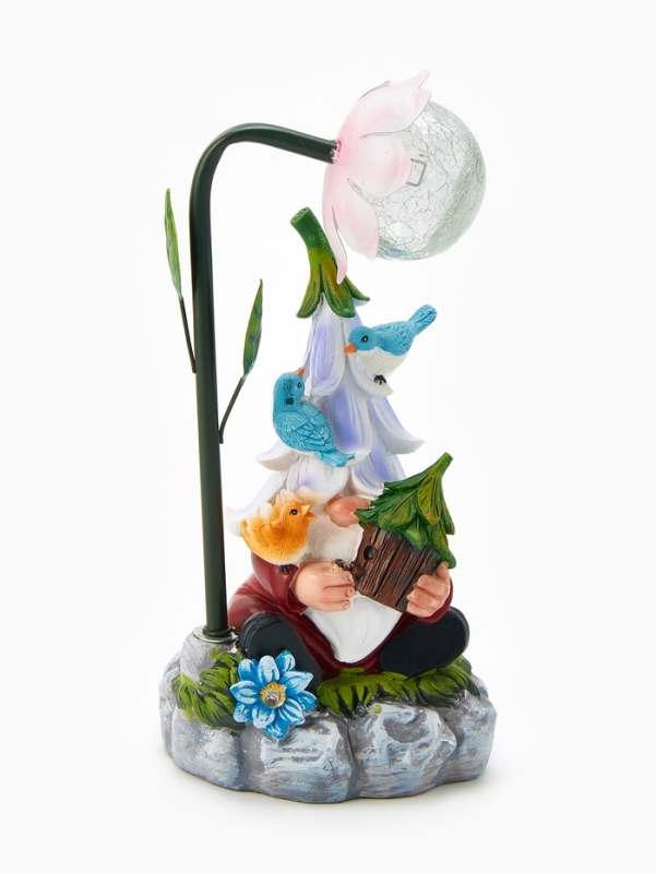 Садовая фигура  Садовая фигура "Гном лесничий", 14х12х25 см, с подсветкой