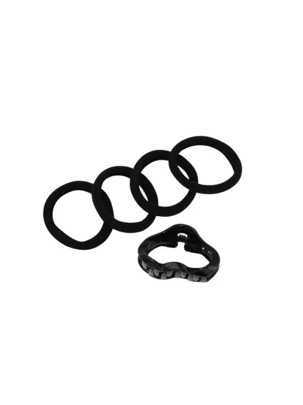 Набор для волос QF &laquo;Вивьен&raquo;, 4 резинки 5.5 см, краб 4.5 см, волна, чёрный