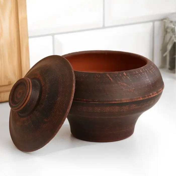 Горшок для жаркого &laquo;Гладкий&raquo;, 600 мл., 13&times;14 см, красная глина